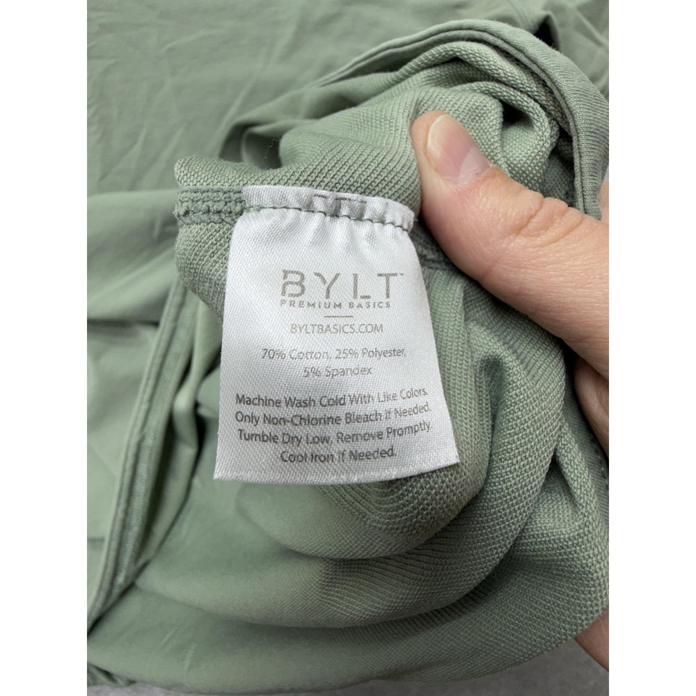 BYLT Shirt Mens Large Green Drop-Cut S/S Lux Curved Hem Soft Crewneck Tee - Picture 6 of 8